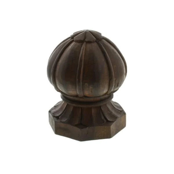 Benzara Finial Shape Carved Wooden Frame Carpet Stopper, Brown