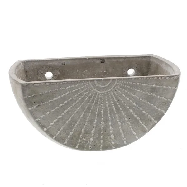 Benzara Half Moon Shape Cement Wall Planter, Large, Gray