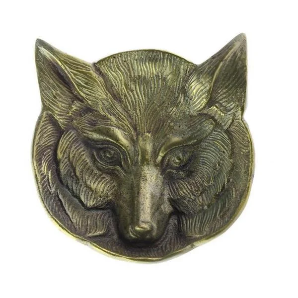Benzara Metal Frame Fox Shaped Dish, Antique Brass