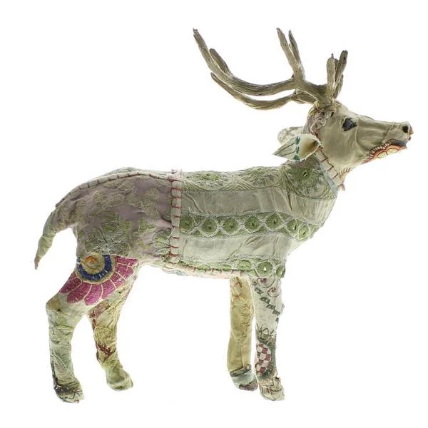 Benzara 12 Inches Fabric Wrapped Stag Figurine, Multicolor