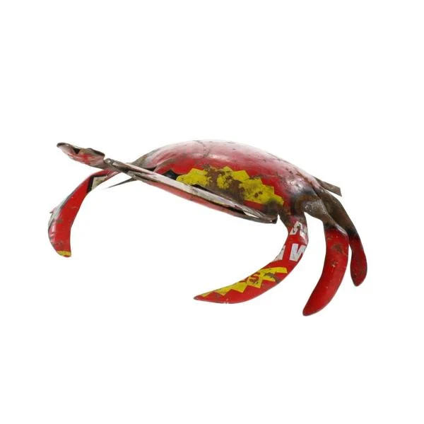 Benzara Reclaimed Metal Crab Design Accentdecor, Rustic Red