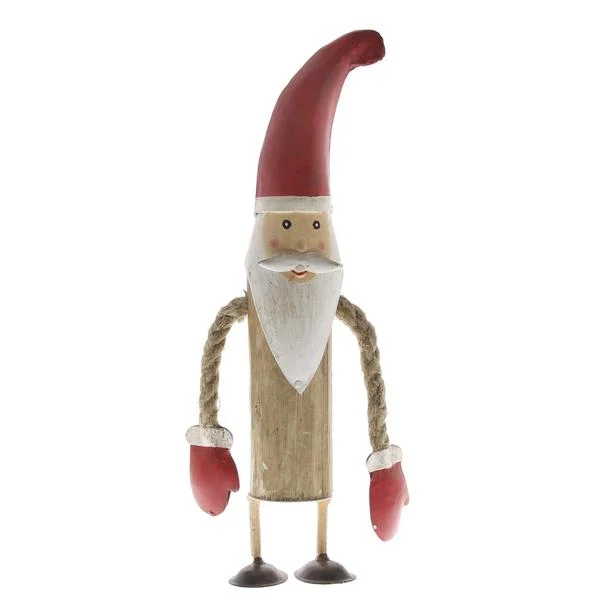 Benzara Metal Santa Claus Accentdecor with Interwoven Rope Hands, Multicolor