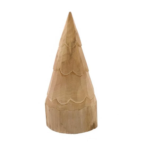 Benzara Wooden Primitive Tree Accentdecor with Carved Details, Small, Brown