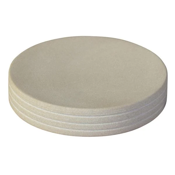 Benzara Round Marble Soap Dish with Ribbed Details, Light Gray