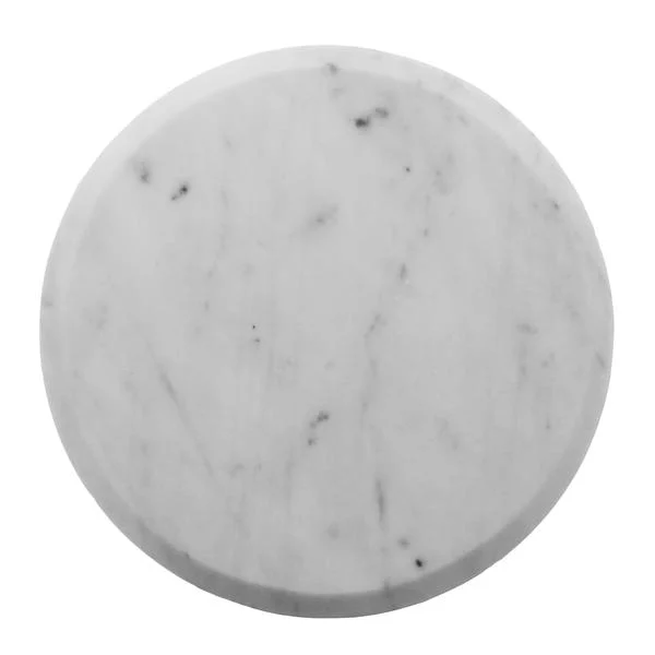 Benzara Circular Marble Cheese Board with Beveled Edges, White