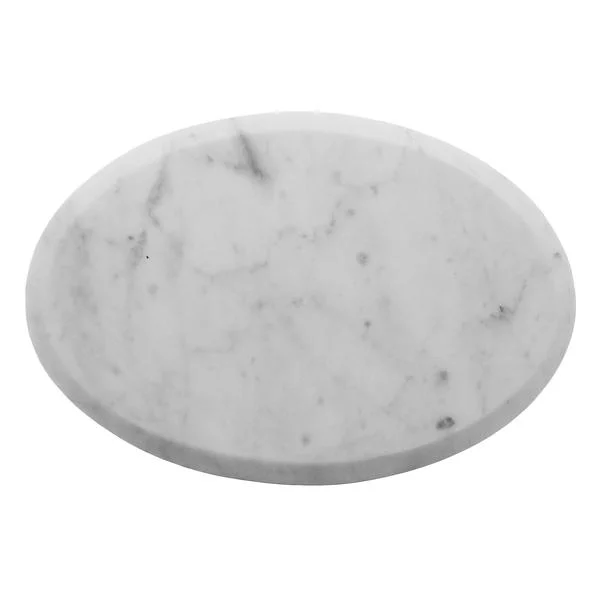Benzara Oval Marble Cheese Board with Beveled Edges, White