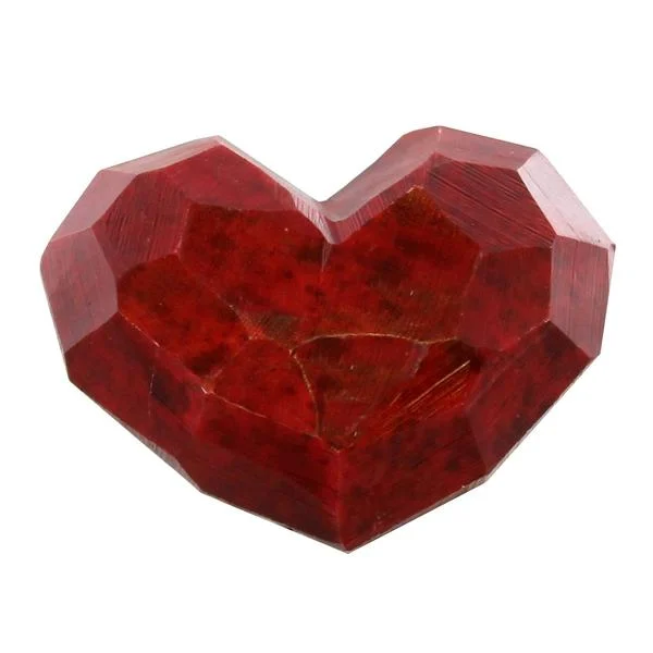Benzara Faceted Soapstone Heart Accentdecor, Medium, Red