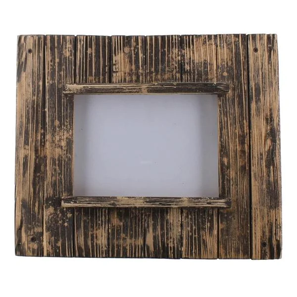 Benzara 5 X 7 Vertical Frame with Weathered Details, Brown