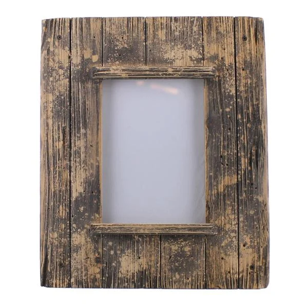Benzara 5 X 7 Horizontal Frame with Weathered Details, Brown