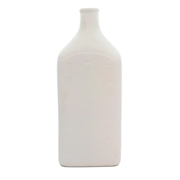 Benzara Bone China Bottle Design Accentdecor with Round Top, White