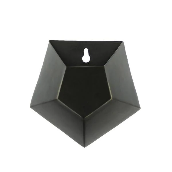 Benzara Hexagonal Shaped Metal Wall Vase with Dual Tone Look, Gray