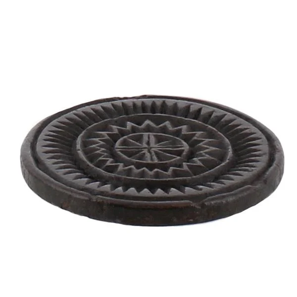 Benzara Stone Coaster with Carved Floral Pattern, Dark Bronze