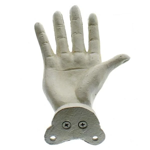 Benzara Metal Open Human Right Hand Walldecor with 2 Screw Mount, Antique White