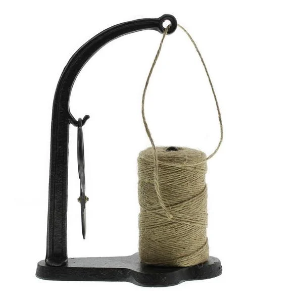 Benzara Jute Dispenser Accentdecor with Metal Support, Antique Black