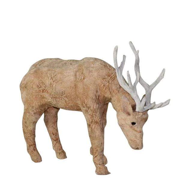 Benzara Fabric Grazing Stag Design Accentdecor, Small, Pink