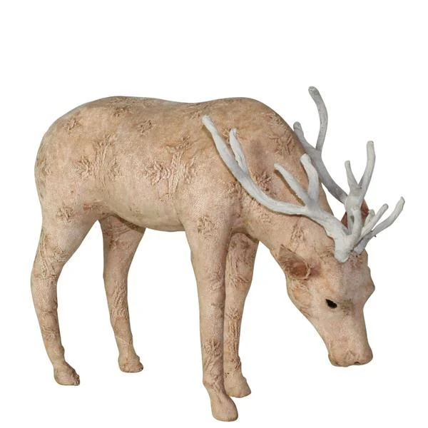Benzara Fabric Grazing Stag Design Accentdecor, Large, Pink