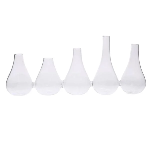 Benzara Quintet Joined Glass Vase, Large, Clear