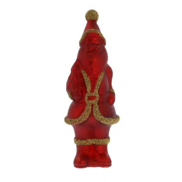 Benzara Mercury Glass Santa Figurine with Glitter, Medium, Antique Red