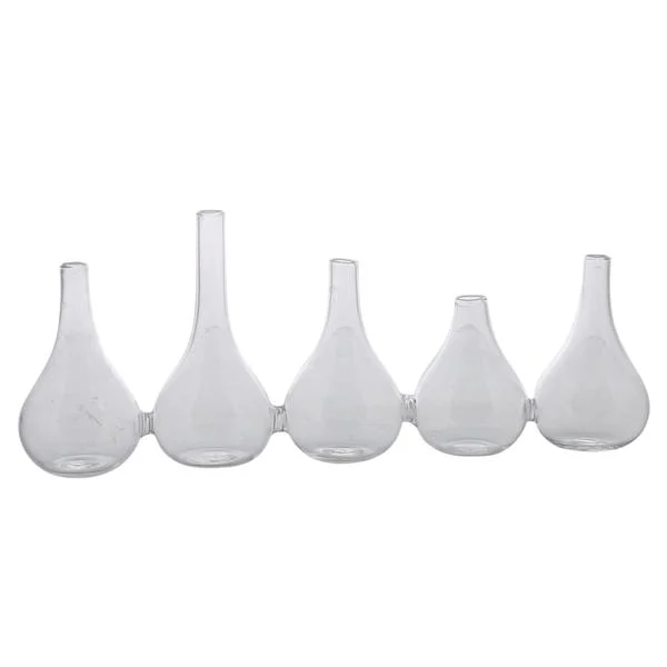 Benzara Quintet Joined Glass Vase, Small, Clear