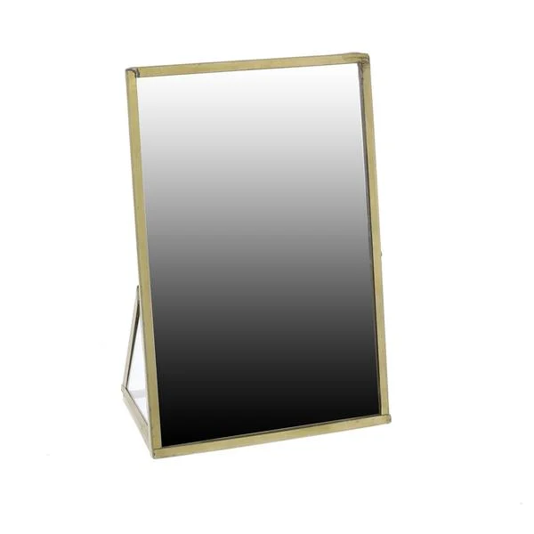 Benzara 6 Inch Metal Frame Vanity Mirror, Small, Brown