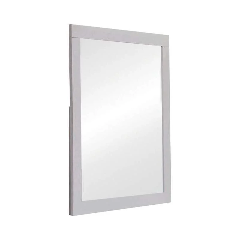 Benzara Wooden Frame Mirror with Mounting Hardware, White