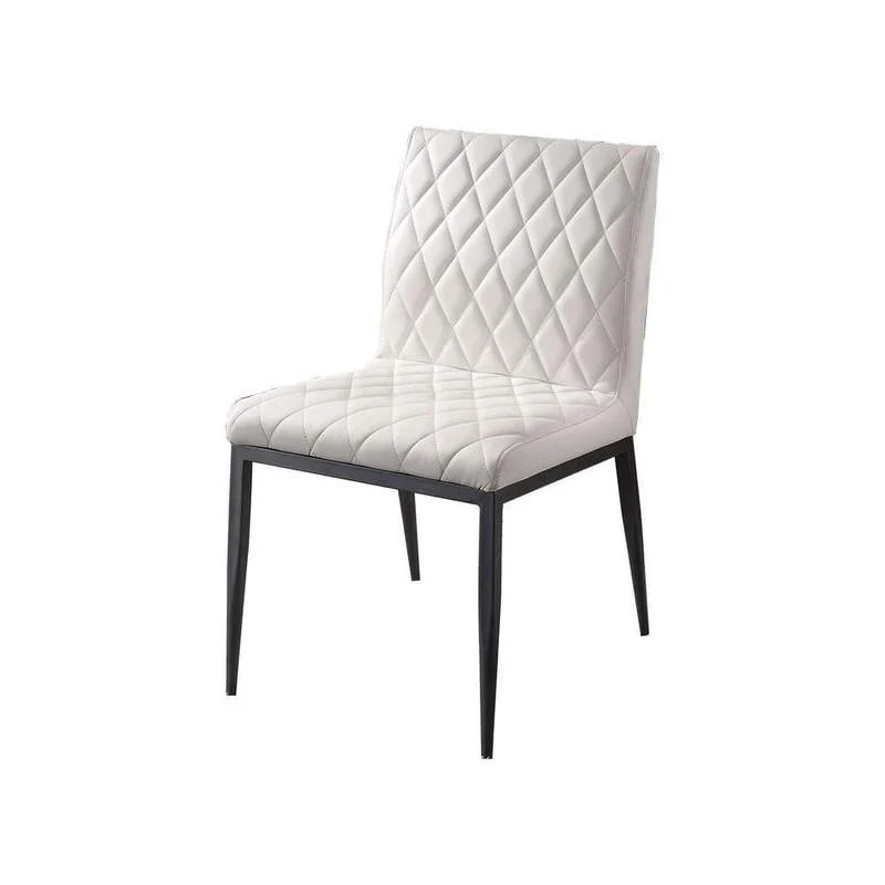 Benzara Leatherette Side Chairs with Diamond Stitching, Set of 2, White