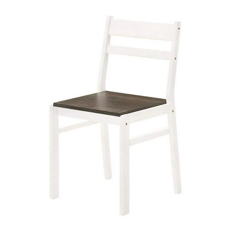 Benzara Two Tone 5 Piece Dining Table and Chair Set, Gray and White