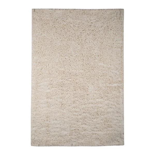 Benzara 84 x 60 Inches Polyester Rug with Shaggy Texture, Cream