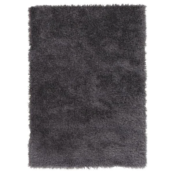 Benzara 84 x 60 Inches Polypropylene Rug with Shaggy Texture, Gray
