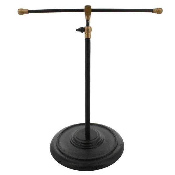 Benzara 10 Inches Metal Telescopic Necklace Stand, Black and Brass