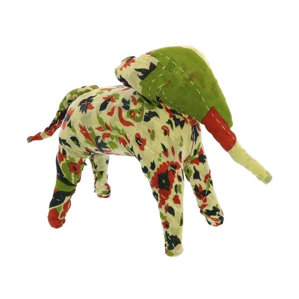 Benzara 10 Inches Fabric Wrapped decorative Elephant Figurine, Multicolor