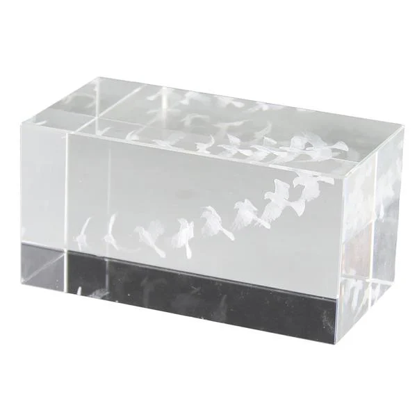 Benzara Rectangular Glass Hologram with Flying Birds, Clear
