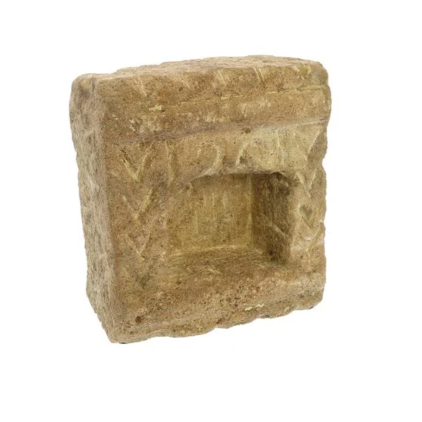 Benzara Stone Altar Design Accent decor with Textured Details, Brown