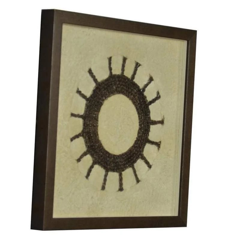 Benzara 16 x 5 Spiked Circle Shadow Box Wall decor, Brown and Beige