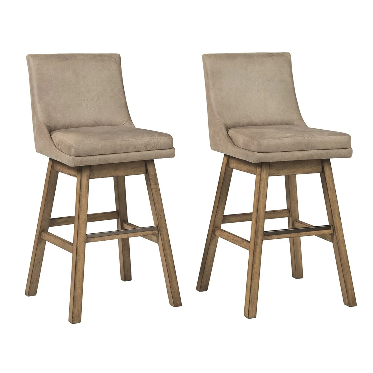 Benzara 43" Leatherette Padded Swivel Barstool, Set of 2, Beige