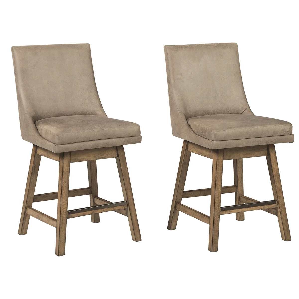 Benzara 39" Leatherette Padded Swivel Barstool, Set of 2, Beige