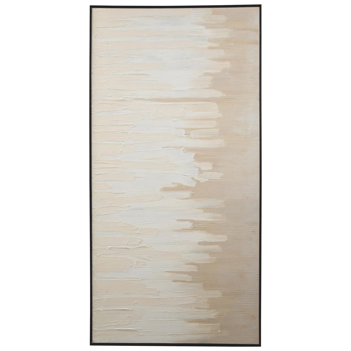 Benzara Rectangular Canvas Wall Art with Abstract Design, Beige and Off White