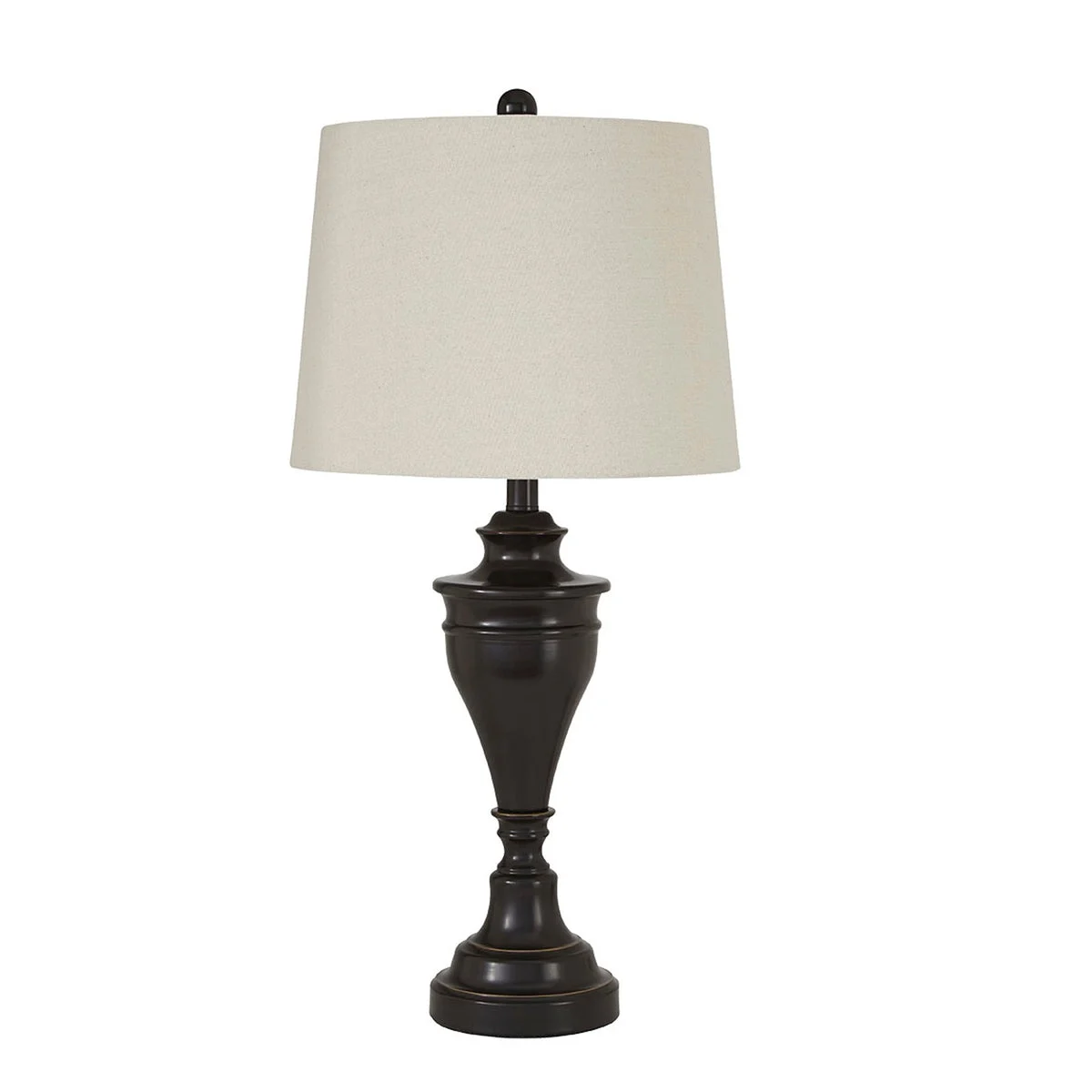 Benzara Metal Table Lamp with Turned Pedestal Base, Set of 2, Bronze