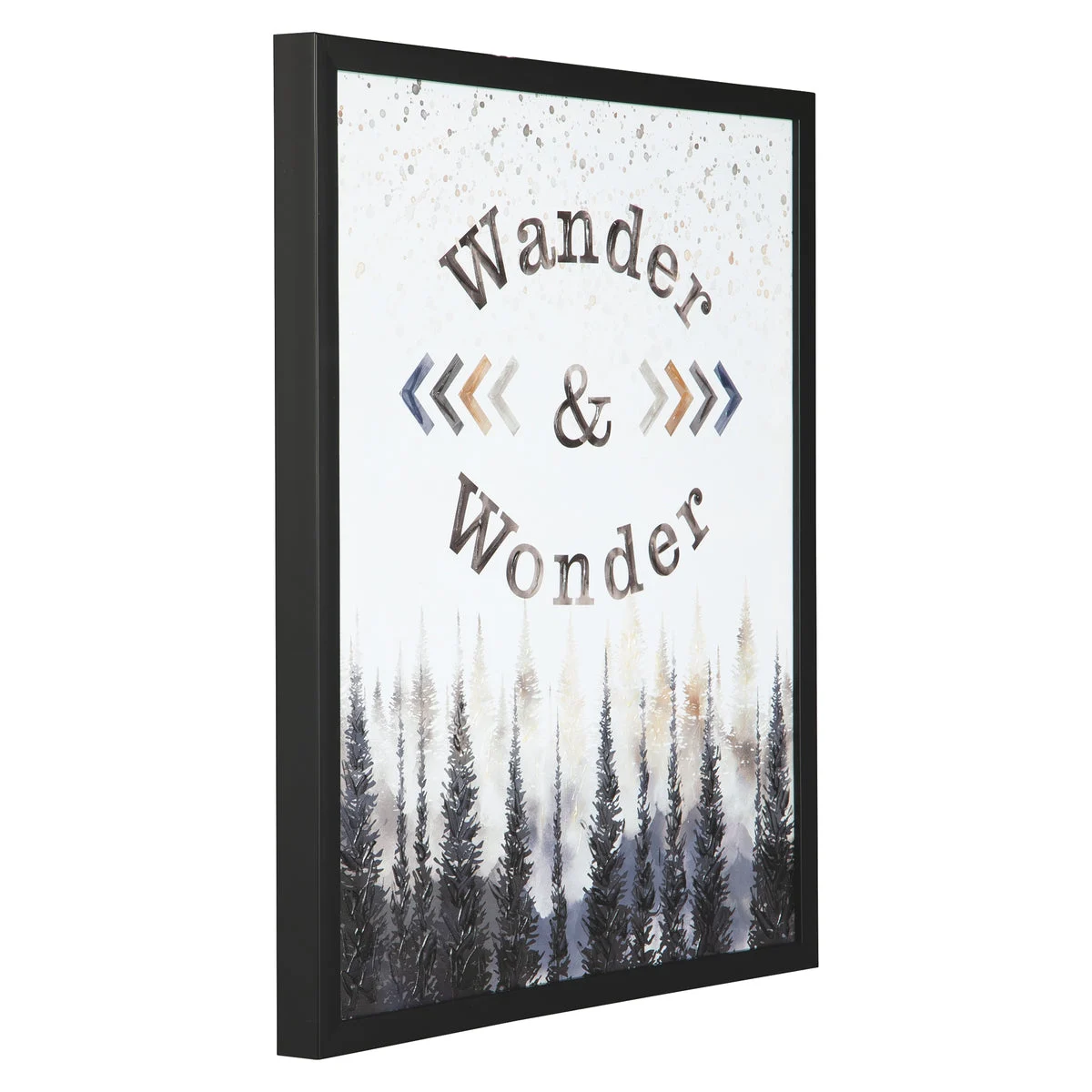 Benzara Handpainted Wall Art with Wander and Wonder Pattern, Black