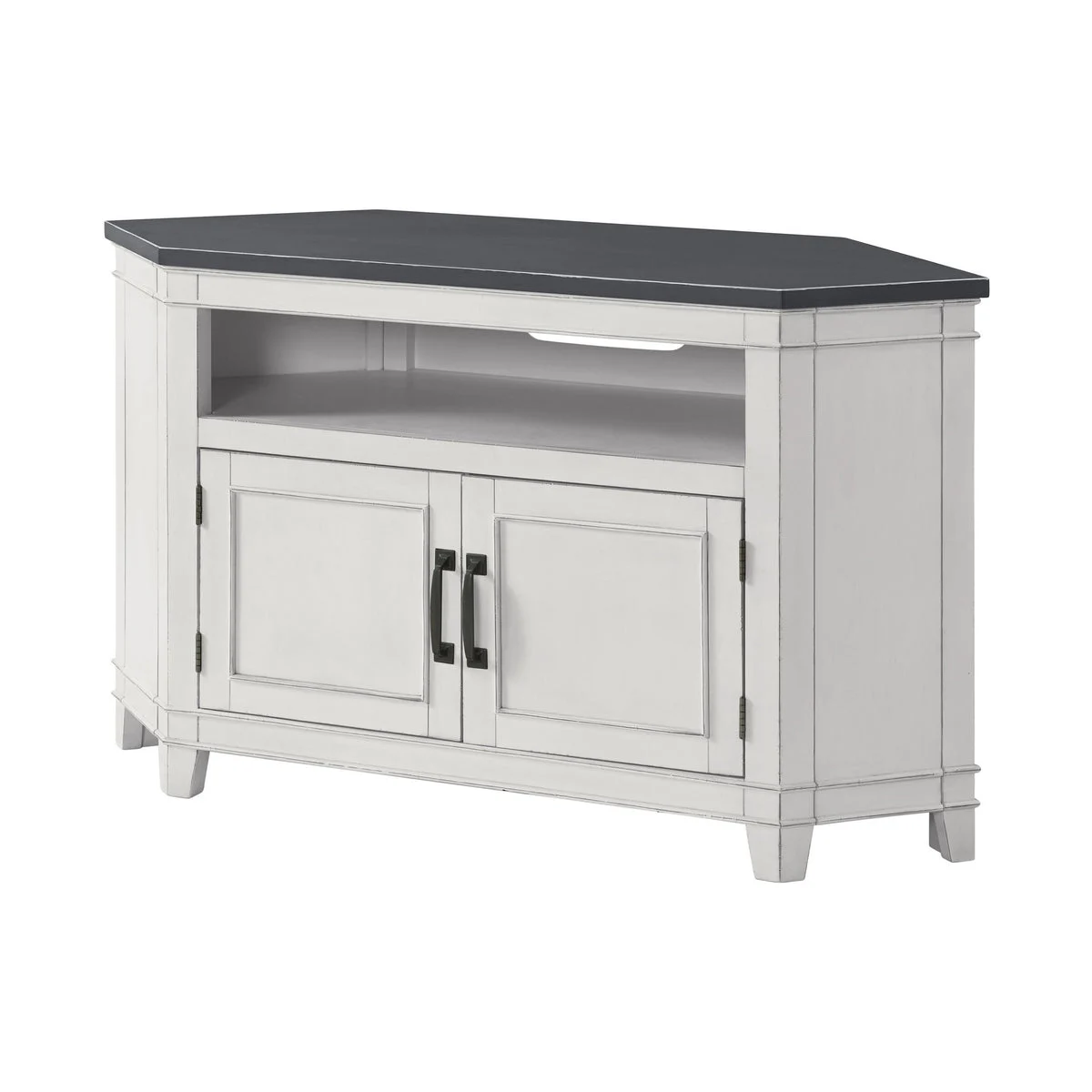 Benzara 50" Wooden TV Stand with Open Shelve, Gray and Antique White
