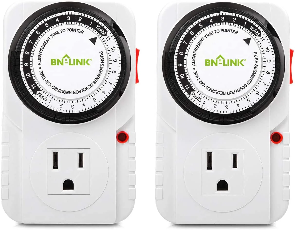 BN-LINK 24 Hour Plug-in Mechanical Timer Grounded Aquarium, 125VAC, 60 Hz, 1875W, 15A, 1/2HP (2)