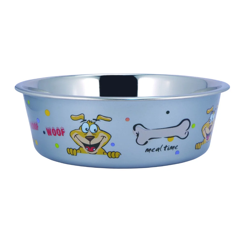 Benzara Multi Print Stainless Steel Dog Bowl By Bella N Chaser-Set of 12