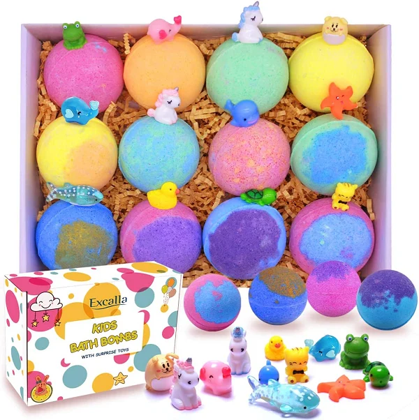 Bath Bombs for Kids with Toys Inside Surprise – 12pack Bubble Bath Fizzies