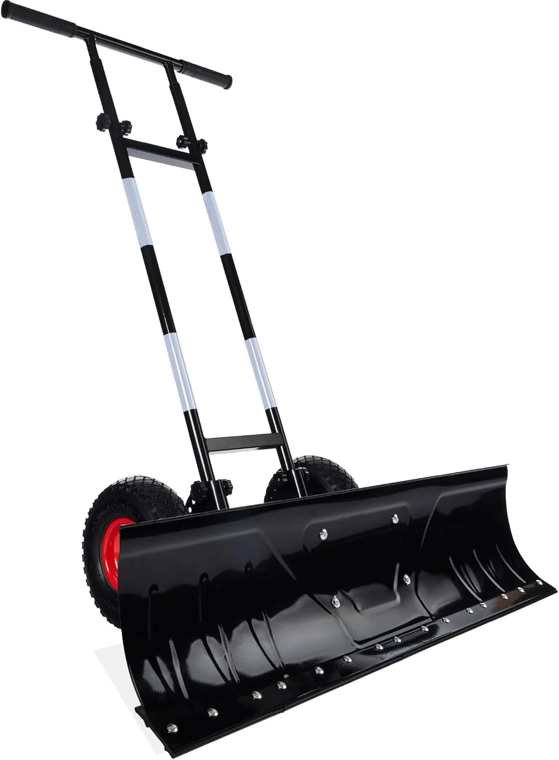 Best Choice Products 36in Galvanized Blade Heavy-Duty 2-Wheel Snow Pusher Hand Plow for Snow Removal w/Wheels, Adjustable Handle, Blade Angle – Black