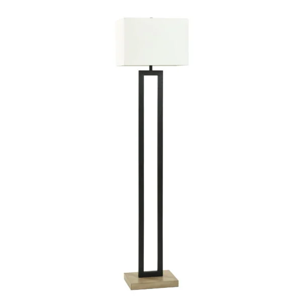 Better Homes & Gardens 61″H Metal Windowpane Floor Lamp, Black Finish with Faux Wood Base
