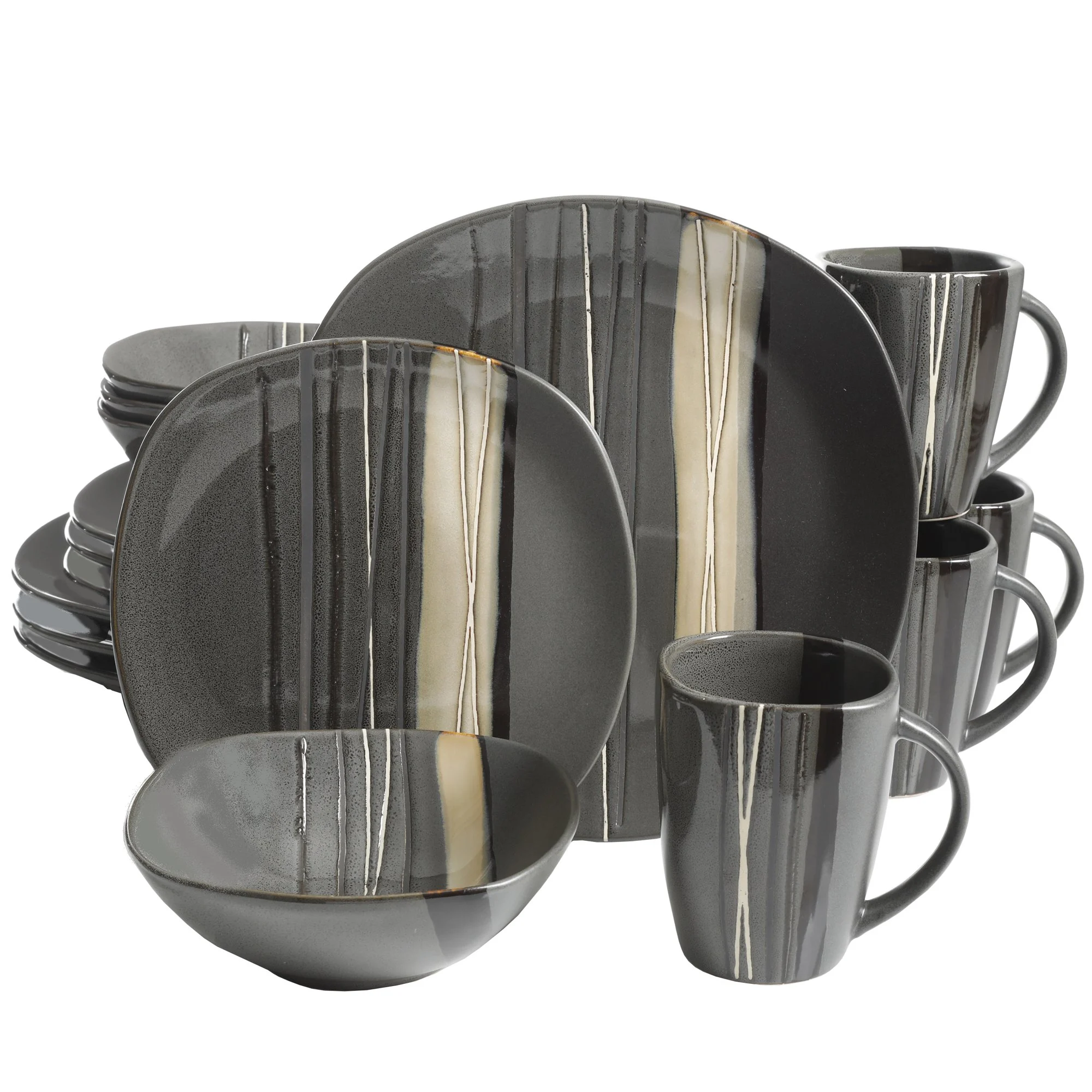 Better Homes & Gardens Bazaar Dinnerware, Gray, Set Of 16