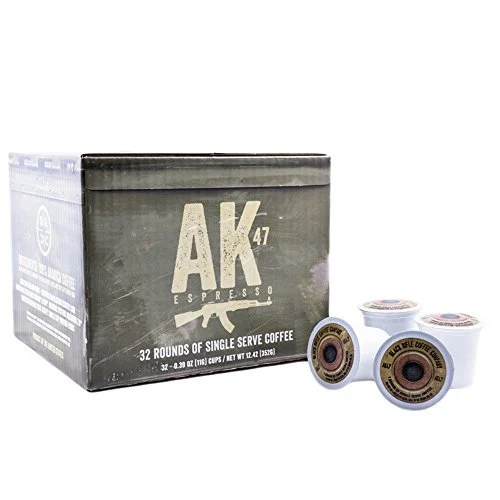 Black Rifle Coffee AK Espresso (Medium Roast Coffee Pods, 32 Count) Single Serve Coffee Pods, Colombian and Brazilian Grounds