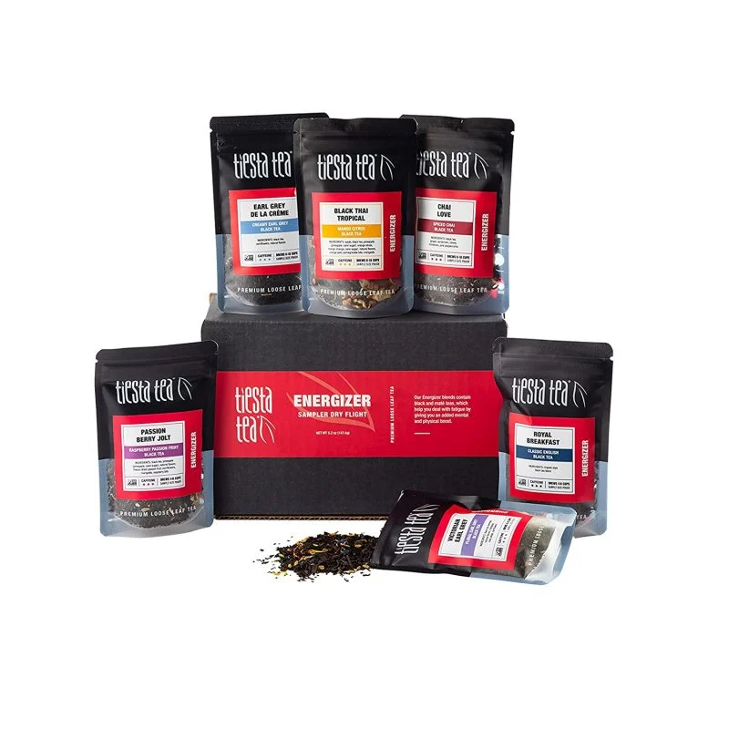 Tiesta Tea Black Tea Sampler, Energizer Dry Flight Loose Leaf, 6 x 1 oz Pouches
