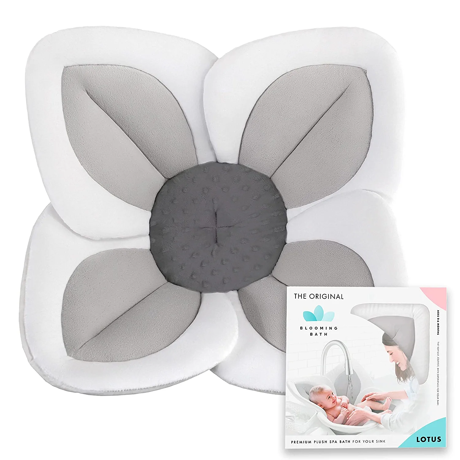 Blooming Bath Lotus Baby Bath Seat, Unisex, 0 to 6 Months, Gray/Dark Gray (OS)