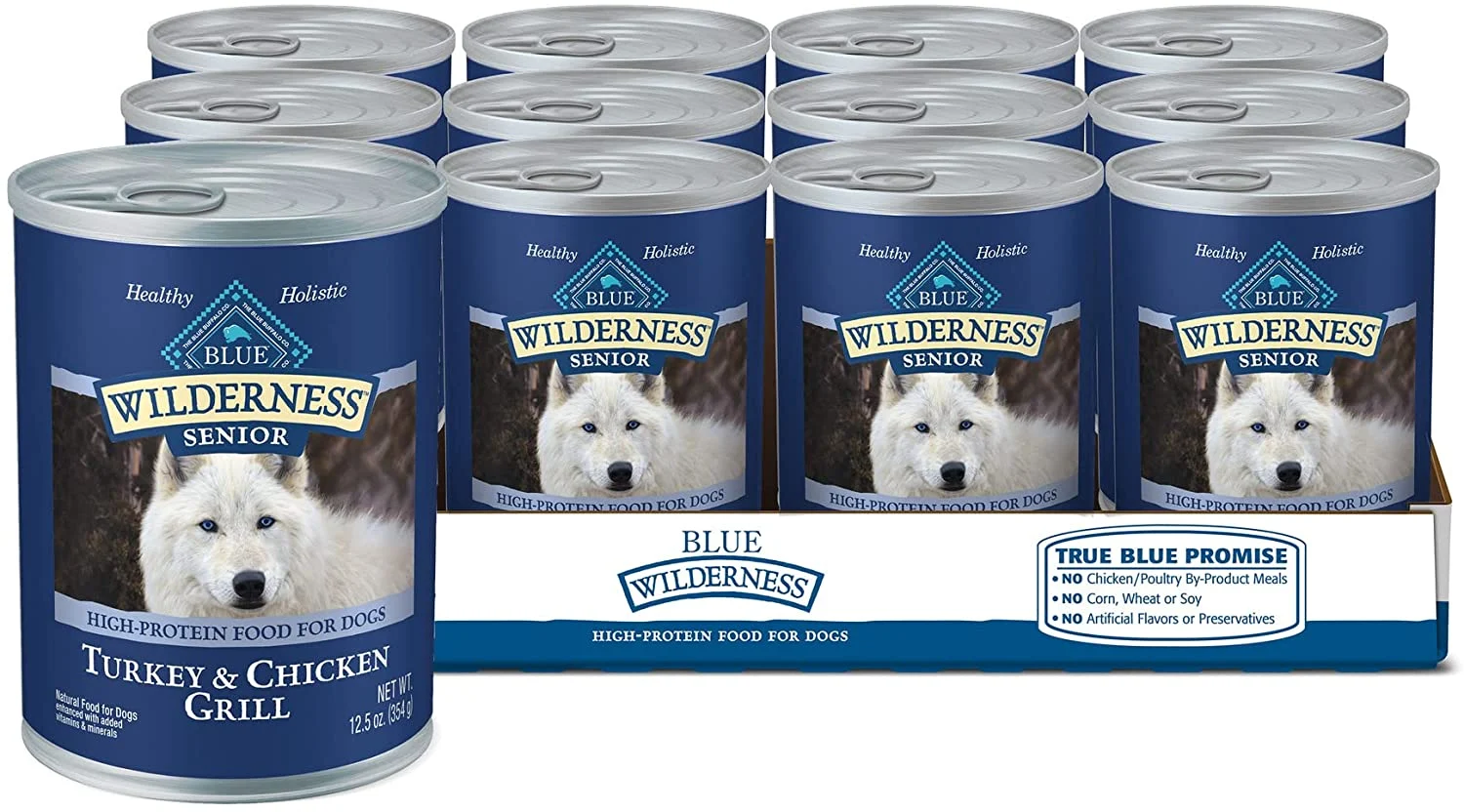 Blue Buffalo Blue Wilderness Senior Turkey & Chicken Grill Wet Dog Food, 12.5 oz., Case of 12